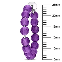 Amethyst Beaded Facetted Hoop Earrings in Sterling Silver