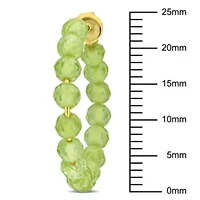 Peridot Beaded Facetted Hoop Earrings in Yellow Plated Sterling Silver