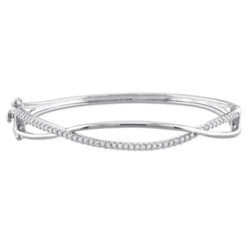 Lab Created Created Moissanite Bangle in Sterling Silver