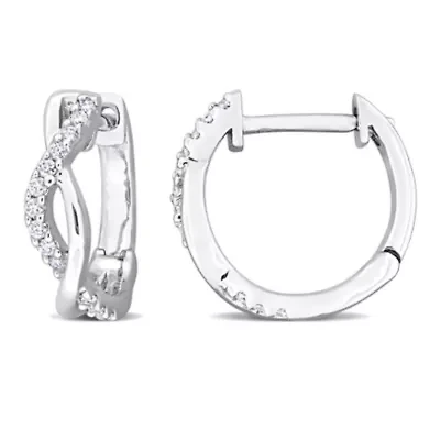 Lab Created Created Moissanite Hoop Earrings in Sterling Silver