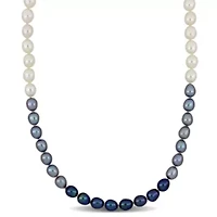 6-7mm Multi-Color Freshwater Cultured Pearl Necklace with Sterling Silver Fisheye Clasp