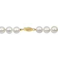 9-10mm Freshwater Cultured Pearl Necklace with 14K Yellow Gold Fisheye Clasp
