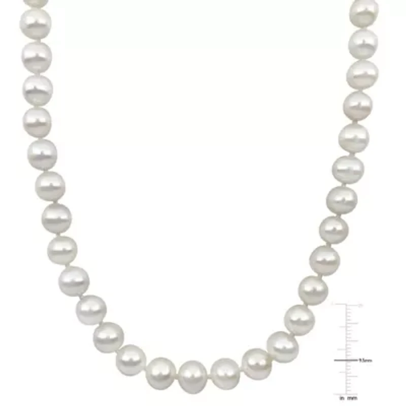 9-10mm Freshwater Cultured Pearl Necklace with 14K Yellow Gold Fisheye Clasp