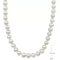 9-10mm Freshwater Cultured Pearl Necklace with 14K Yellow Gold Fisheye Clasp