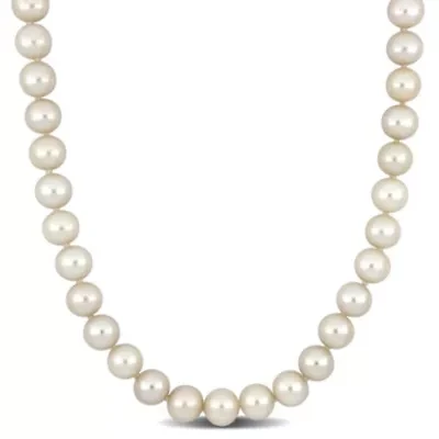 7.5-8mm Freshwater Cultured Pearl Necklace with 14K Yellow Gold Fisheye Clasp