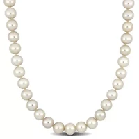 7.5-8mm Freshwater Cultured Pearl Necklace with 14K Yellow Gold Fisheye Clasp