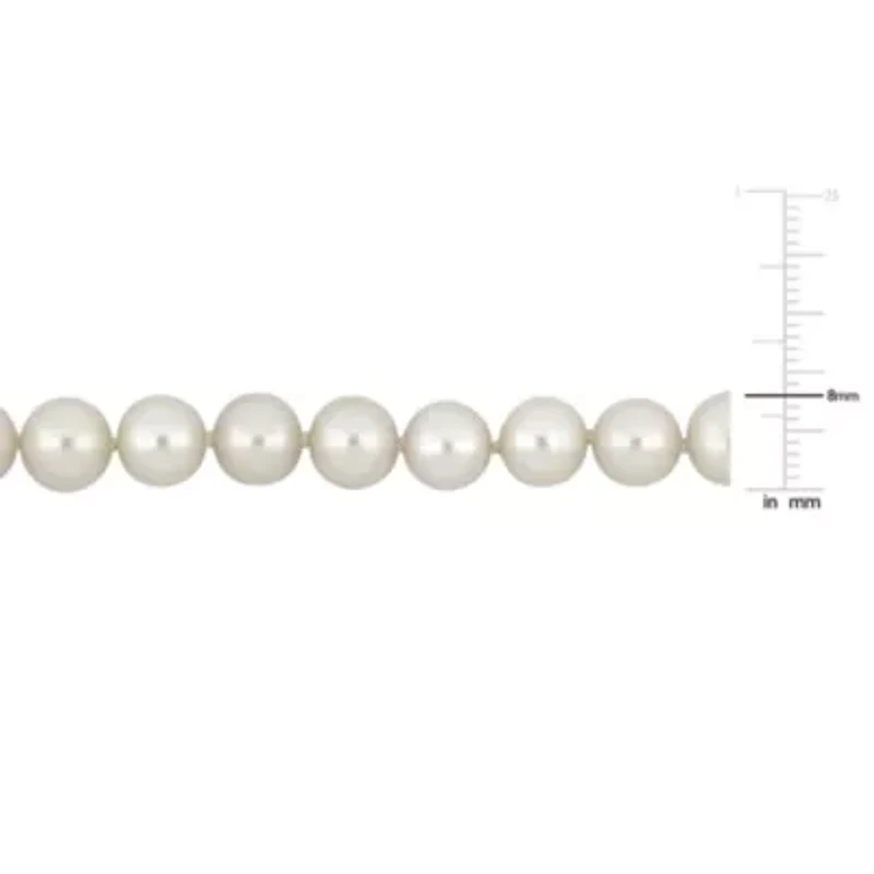 7.5-8mm Freshwater Cultured Pearl Necklace with 14K Yellow Gold Fisheye Clasp