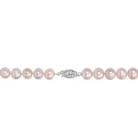 6.5-7mm Pink Freshwater Cultured Pearl Necklace with Sterling Silver Fisheye Clasp