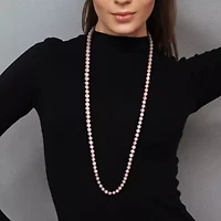 6.5-7mm Pink Freshwater Cultured Pearl Necklace with Sterling Silver Fisheye Clasp