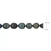 11-12mm Black Tahitian Cultured Pearl Necklace with 14K White Gold Ball Clasp