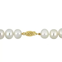 8-9mm Freshwater Cultured Pearl Necklace with 14K Yellow Gold Fisheye Clasp