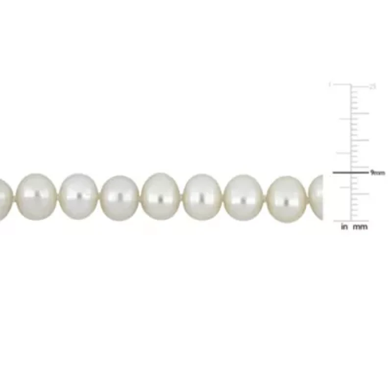 8-9mm Freshwater Cultured Pearl Necklace with 14K Yellow Gold Fisheye Clasp