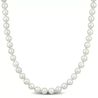 6-6.5mm Japanese Akoya Cultured Pearl Necklace with 14K Yellow Gold Fisheye Clasp
