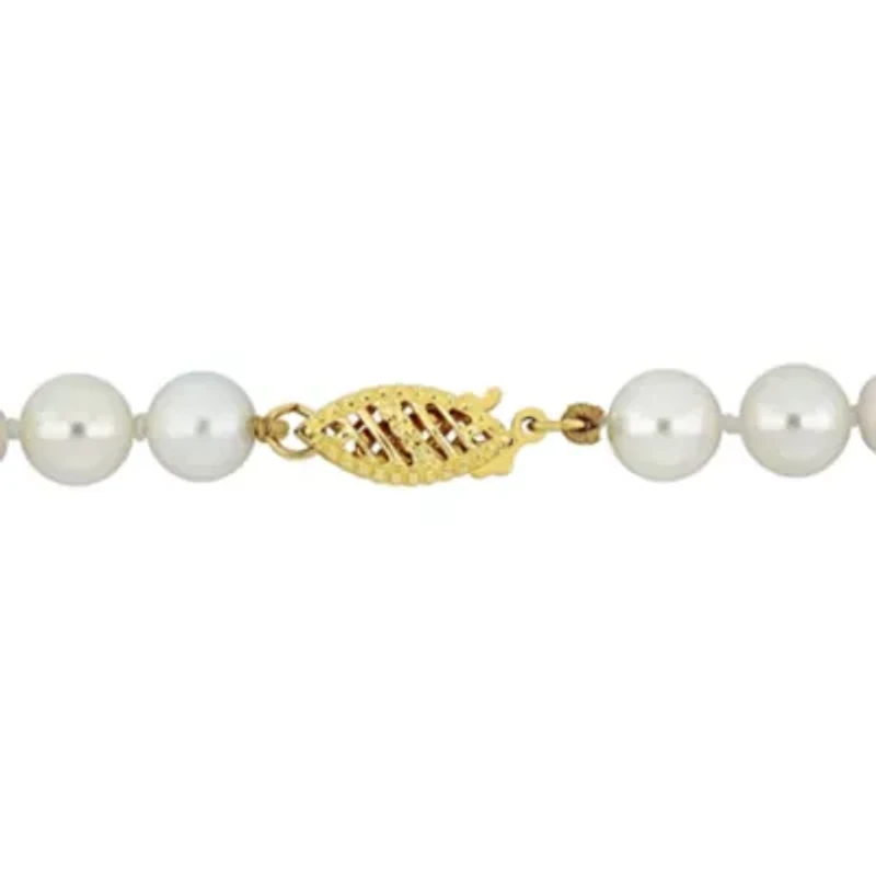 6-6.5mm Japanese Akoya Cultured Pearl Necklace with 14K Yellow Gold Fisheye Clasp