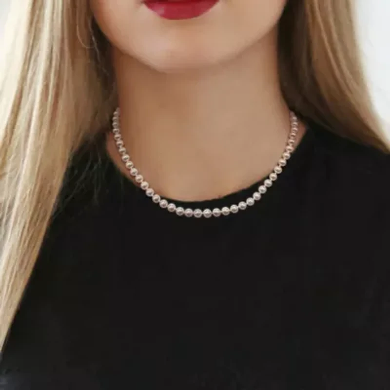 6-6.5mm Japanese Akoya Cultured Pearl Necklace with 14K Yellow Gold Fisheye Clasp