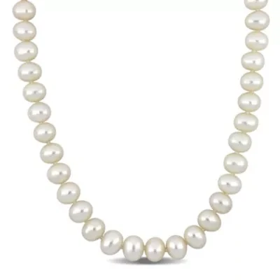 8-9mm Freshwater Cultured Pearl Necklace with Sterling Silver Ball Clasp