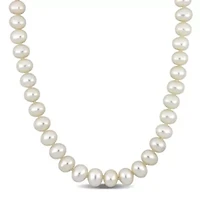 8-9mm Freshwater Cultured Pearl Necklace with Sterling Silver Ball Clasp