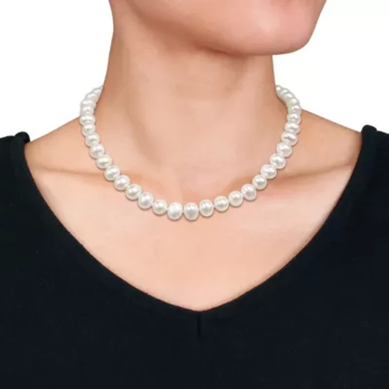 8-9mm Freshwater Cultured Pearl Necklace with Sterling Silver Ball Clasp