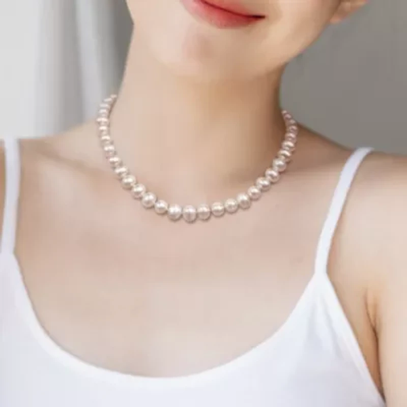 8-9mm Freshwater Cultured Pearl Necklace with Sterling Silver Ball Clasp