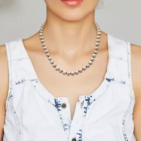 7-8mm Freshwater Cultured Pearl and Black Spinel Beads Necklace with Sterling Silver Lobster clasp