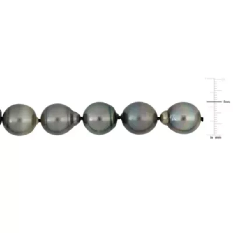12-15.5mm Black Tahitian Cultured Pearl Necklace with 14K White Gold Ball Clasp with Diamond Accent