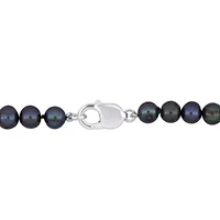 8-8.5mm Black Freshwater Cultured Pearl Anklet with Sterling Silver Lobster Clasp