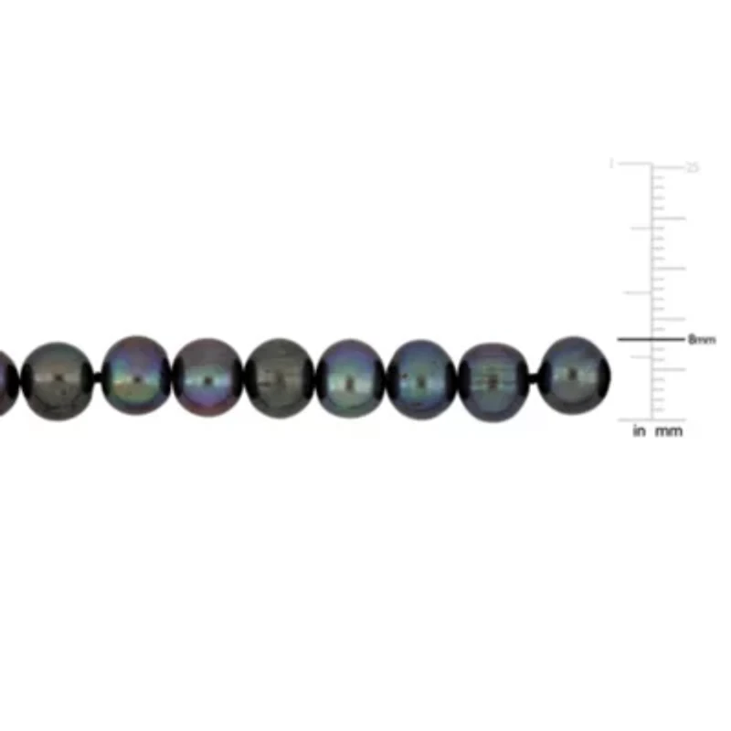 8-8.5mm Black Freshwater Cultured Pearl Anklet with Sterling Silver Lobster Clasp
