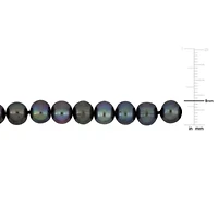 8-8.5mm Black Freshwater Cultured Pearl Anklet with Sterling Silver Lobster Clasp