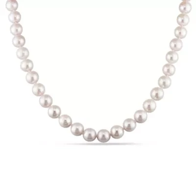 8-8.5mm Japanese Akoya Cultured Pearl Necklace with 14K Yellow Gold Fisheye Clasp