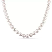 8-8.5mm Japanese Akoya Cultured Pearl Necklace with 14K Yellow Gold Fisheye Clasp