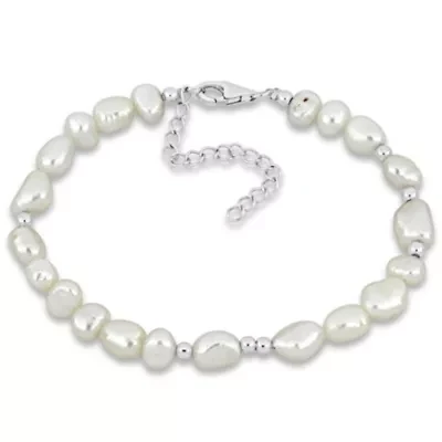 5-8mm Freshwater Cultured Pearl with Beads Bracelet in Sterling Silver