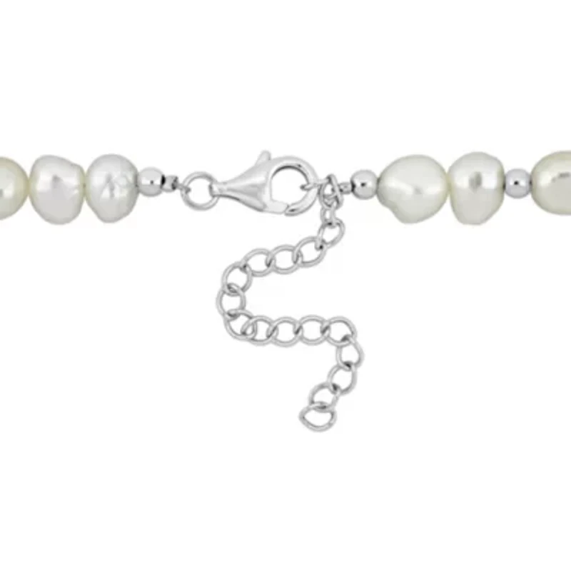 5-8mm Freshwater Cultured Pearl with Beads Bracelet in Sterling Silver