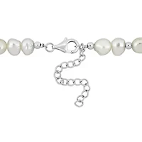 5-8mm Freshwater Cultured Pearl with Beads Bracelet in Sterling Silver