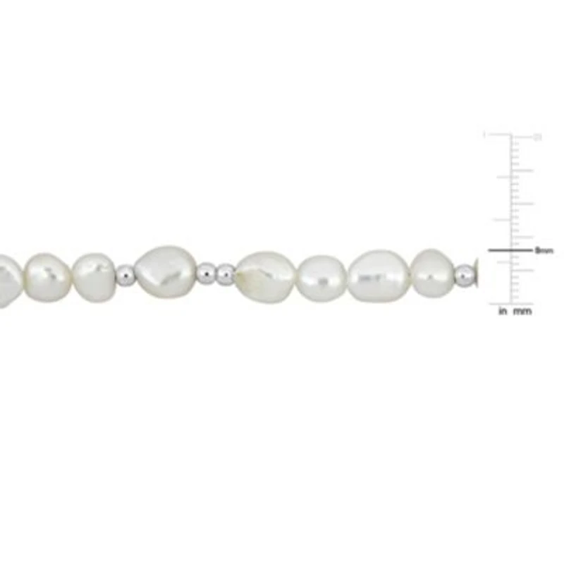 5-8mm Freshwater Cultured Pearl with Beads Bracelet in Sterling Silver