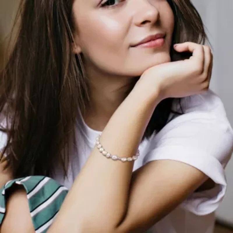 5-8mm Freshwater Cultured Pearl with Beads Bracelet in Sterling Silver