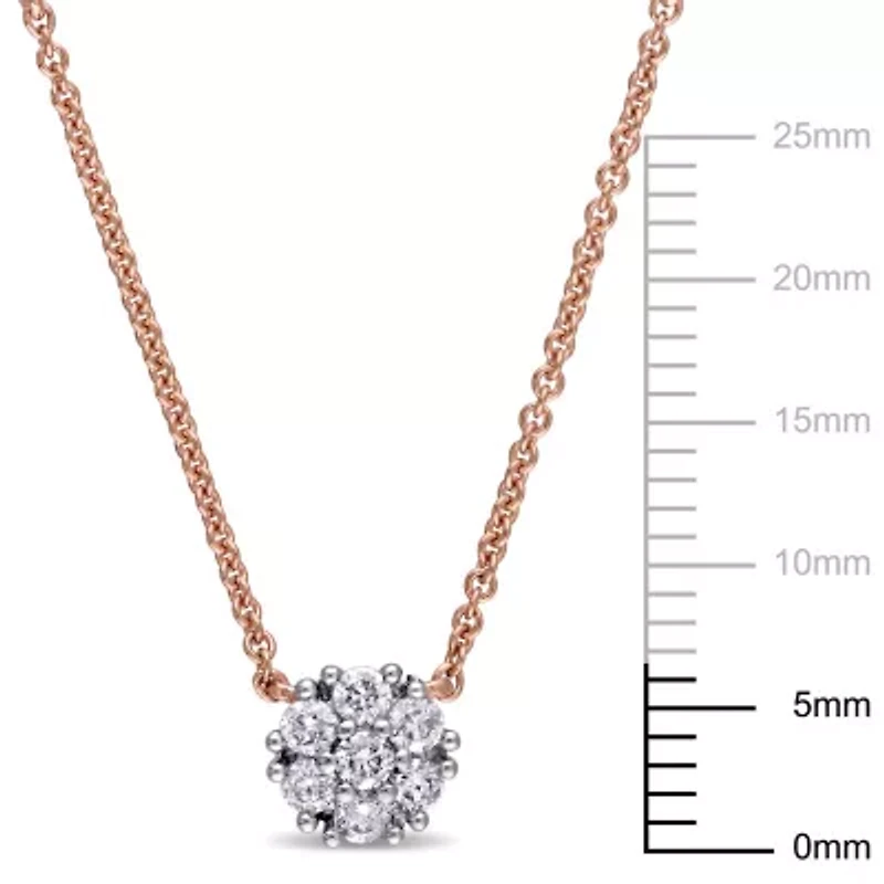 1/3 ct. t.w. Diamond Cluster Necklace in 14K Rose Gold