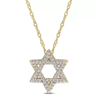 1/6 ct. t.w. Diamond Star of David Pendant with Chain in 14K Yellow Gold