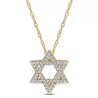 1/6 ct. t.w. Diamond Star of David Pendant with Chain in 14K Yellow Gold