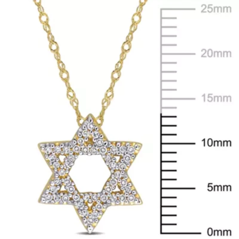 1/6 ct. t.w. Diamond Star of David Pendant with Chain in 14K Yellow Gold