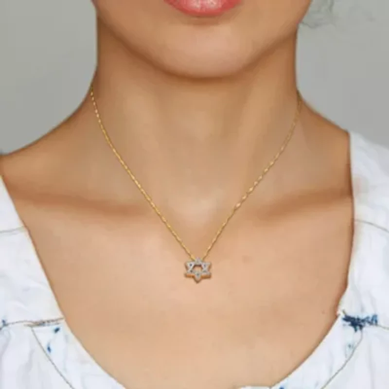 1/6 ct. t.w. Diamond Star of David Pendant with Chain in 14K Yellow Gold