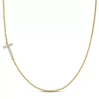 Diamond Accent "T" Initial Necklace in 14K Yellow Gold