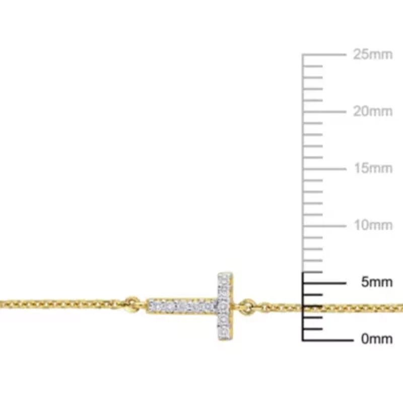 Diamond Accent "T" Initial Necklace in 14K Yellow Gold