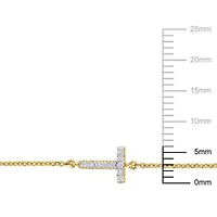 Diamond Accent "T" Initial Necklace in 14K Yellow Gold