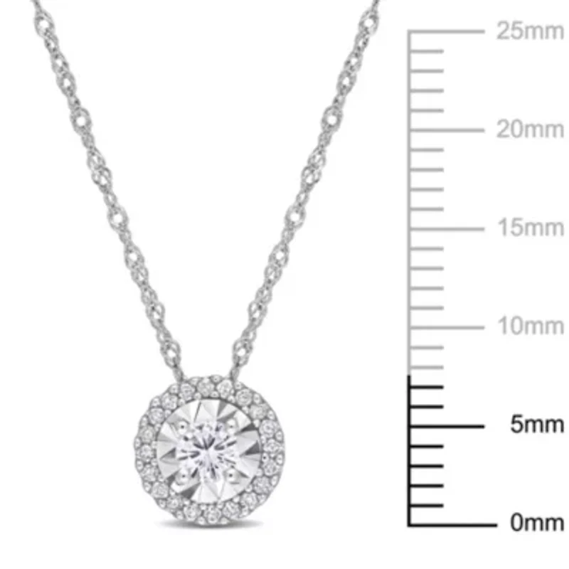 1/4 ct. t.w. Diamond Halo Pendant with Chain in 10K White Gold