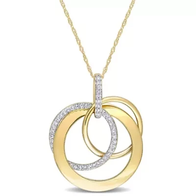 1/4 ct. t.w. Diamond Circle Pendant with Chain in 14K Yellow Gold