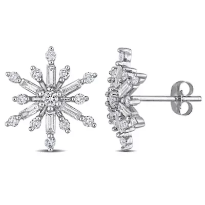 1 ct. t.w. Diamond Floral Stud Earrings in 14K White Gold