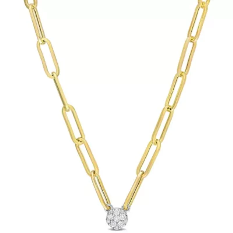 1/10 ct. t.w. Diamond Cluster Necklace in 14K Two-Tone Gold