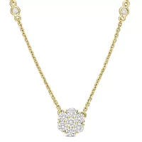 1/2 ct. t.w. Diamond Floral Cluster Necklace in 14K Yellow Gold