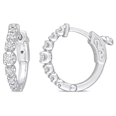 1/4 ct. t.w. Diamond Hoop Earrings in 14K White Gold