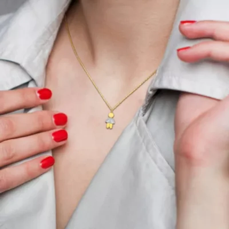 1/10 ct. t.w. Diamond Boy Charm Necklace in 14K Yellow Gold